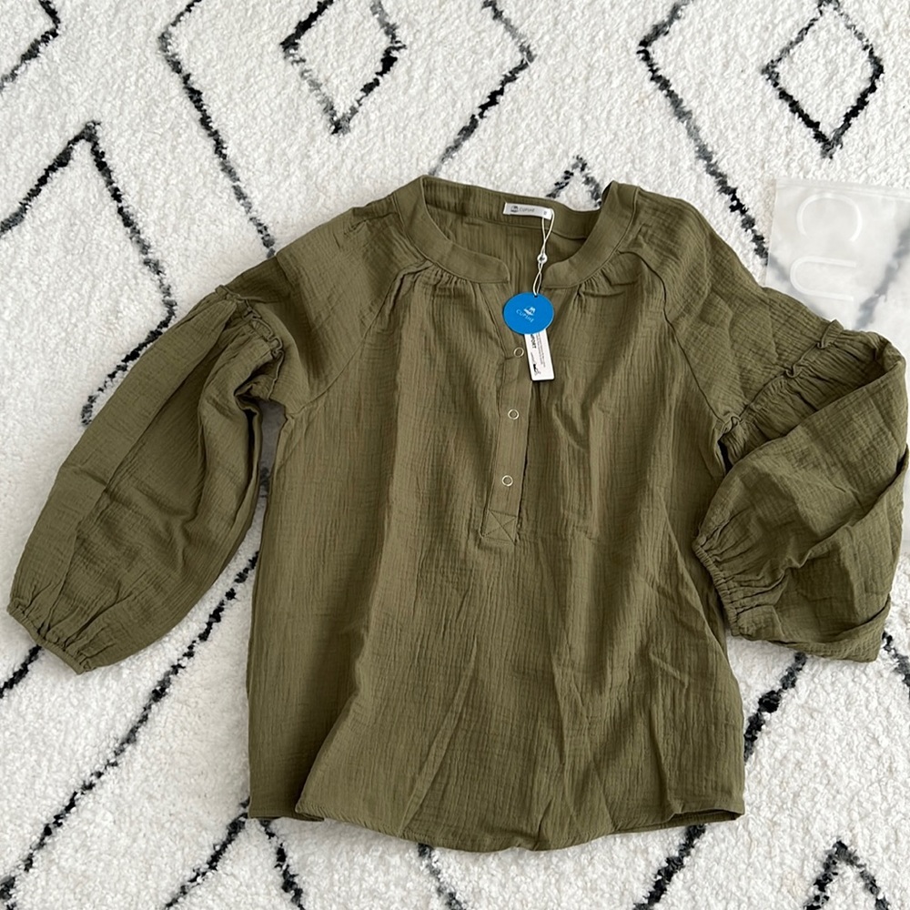 Cupshe Bubble Long Sleeve Cotton Shirt XS